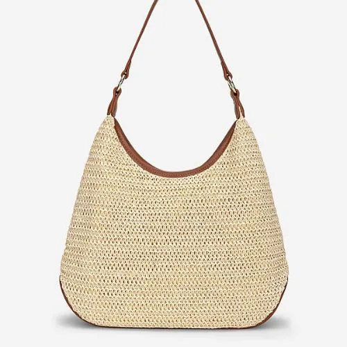 Trapezoidal shoulder bag with decorative clasp - SHO 0288 - Black