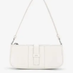 Trapezoidal shoulder bag with decorative clasp - SHO 0288 - Black