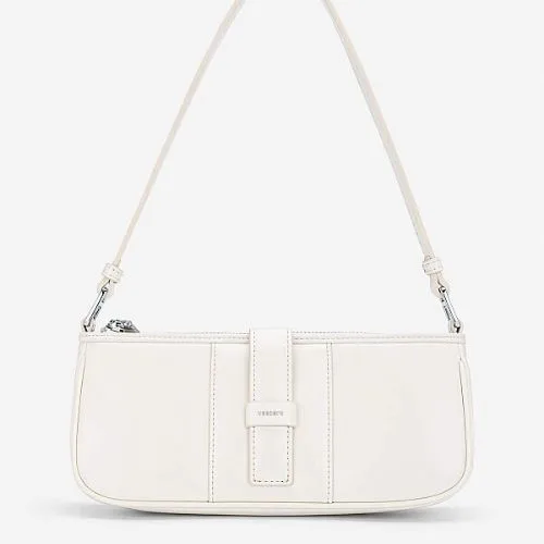 Trapezoidal shoulder bag with decorative clasp - SHO 0288 - Black