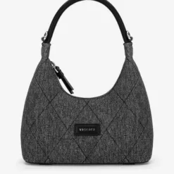 Trapezoidal shoulder bag with decorative clasp - SHO 0288 - Black